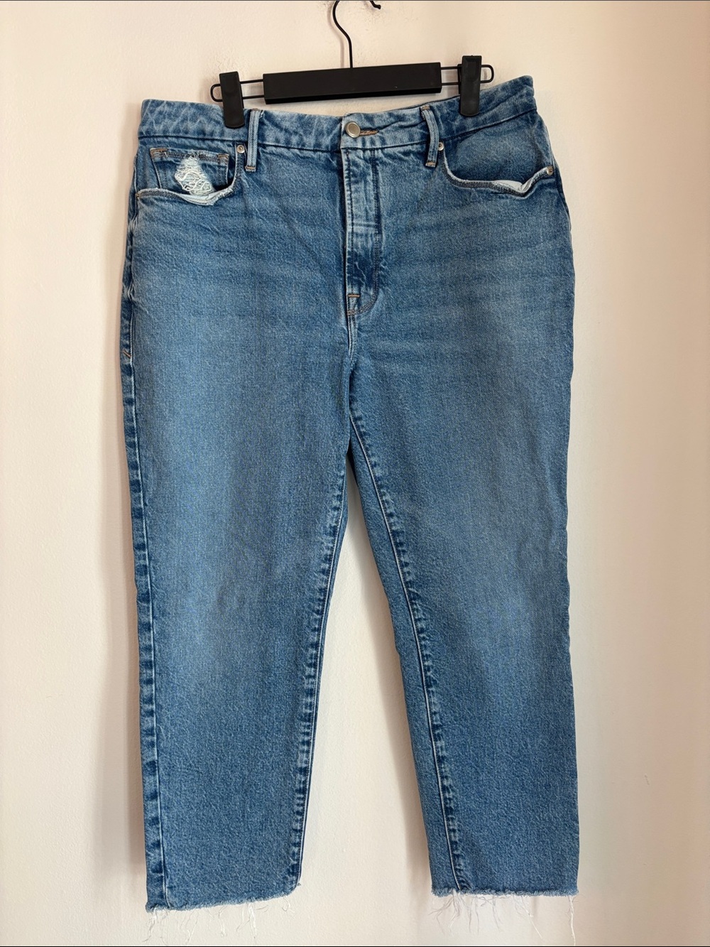 Good American straight leg cropped Classic High-Rise Blue Women’s Jeans Sz 10